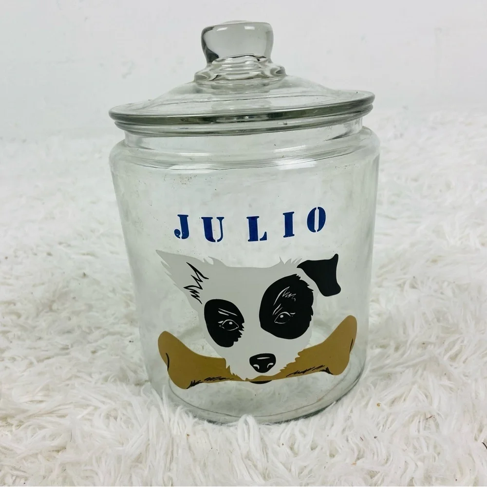 UNBRANDED glass dog Julio treats jar for dogs